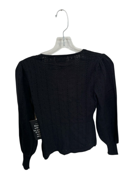 Tuckernuck Size XS Black Cotton Pointelle Buttons Long Sleeve Top Black / XS