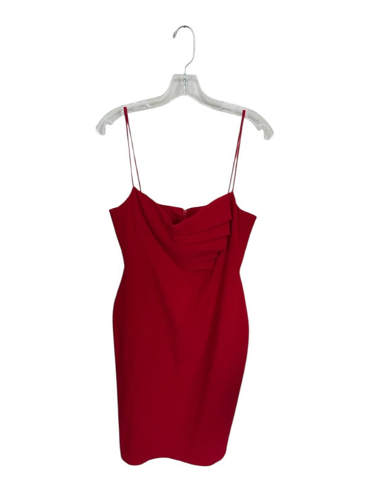 Black Halo Size 10 Red Polyamid Spaghetti Strap Pleat Detail Back Zip Midi Dress Red / 10