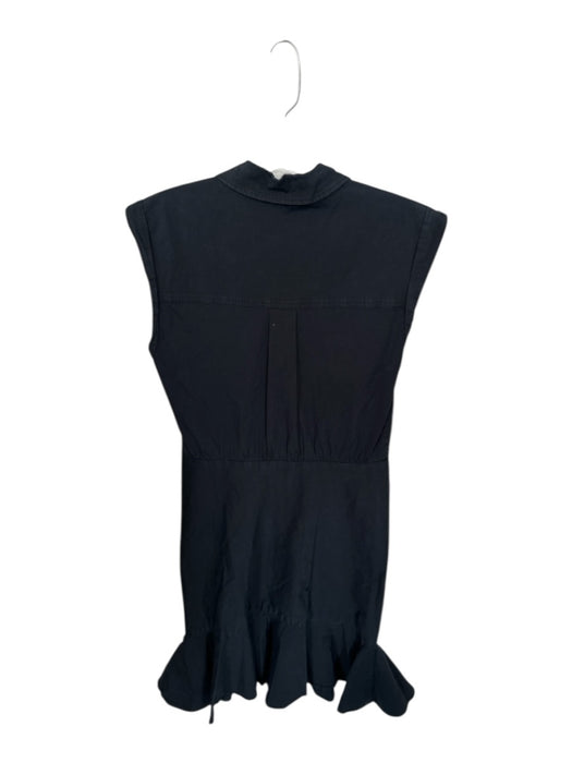 Veronica Beard Size 4 Black Cotton Cap Sleeve Collar Drop Waist Dress Black / 4