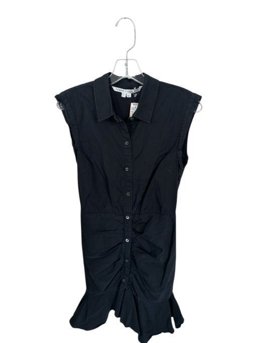 Veronica Beard Size 4 Black Cotton Cap Sleeve Collar Drop Waist Dress Black / 4