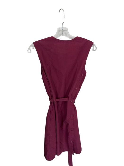 3.1 Phillip Lim Size 2 Maroon Cotton Cap Sleeve Side Buttons attaced belt Dress Maroon / 2