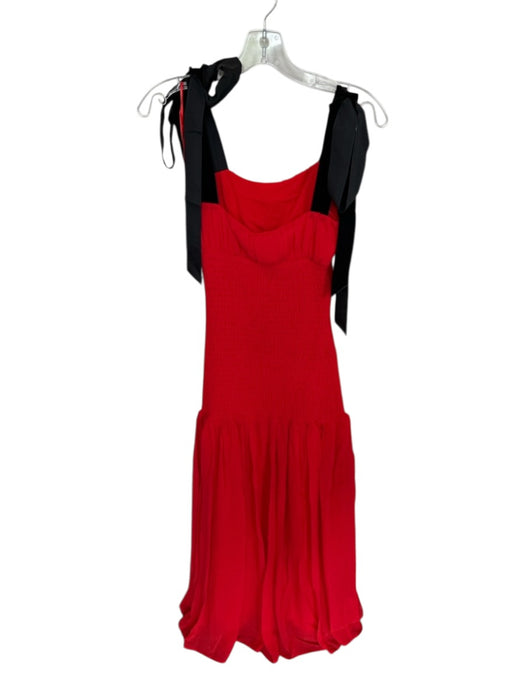 Kitri Size 4 Red & Black Recycled Polyester Blend Tie Straps smocked Maxi Dress Red & Black / 4