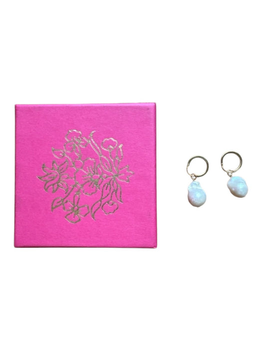 Pink City Prints Gold & Pearl Gold Plated Huggie Pearl Dangle Earrings Gold & Pearl