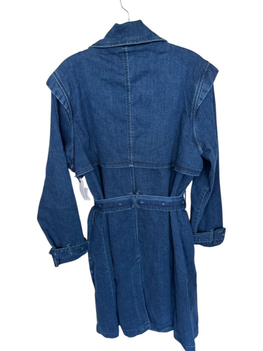 TT Studios Size XL Dark Wash Cotton Blend Long Sleeve Lapel Belted Trench Coat Dark Wash / XL