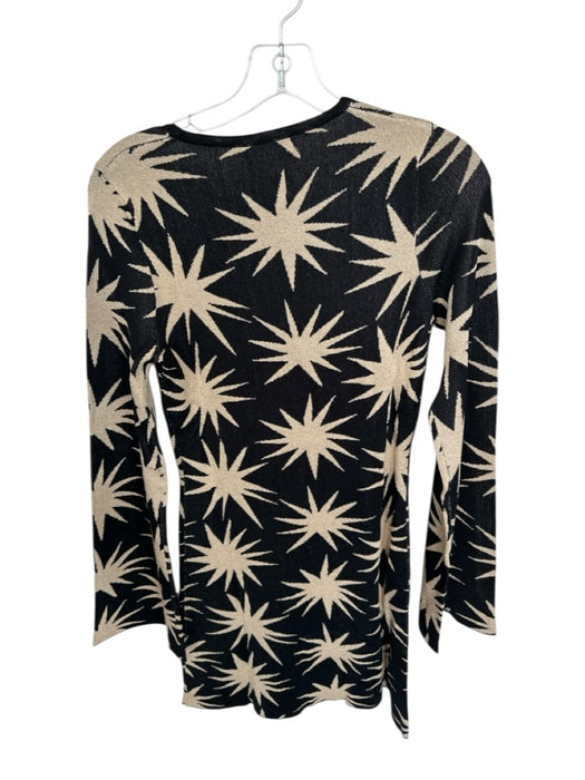 Kitri Size L Black & Gold Viscose Blend Long Sleeve Star Burst Metallic Dress Black & Gold / L