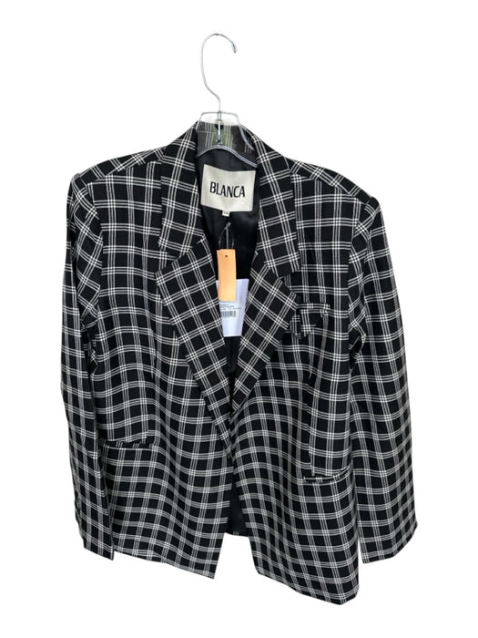 Blanca Size S/M Black & White Polyester Blend Shoulder Pads Grid Jacket Black & White / S/M