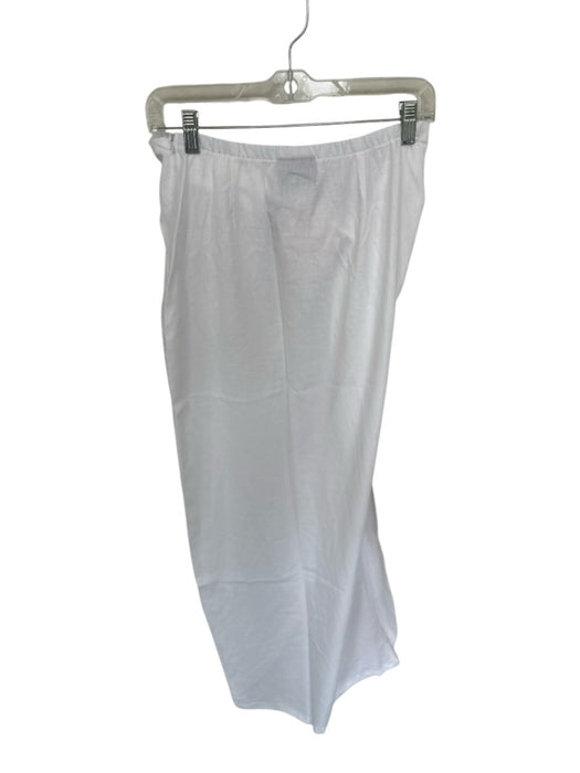 OW Collection Size 12 White Linen Elastic Waist Gathered Side Slit Maxi Skirt White / 12