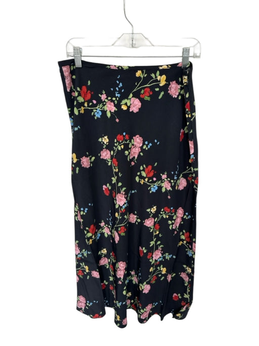 Kitri Size 10 Black & Multi Viscose Side Zip Botanical Slit Maxi Skirt Black & Multi / 10