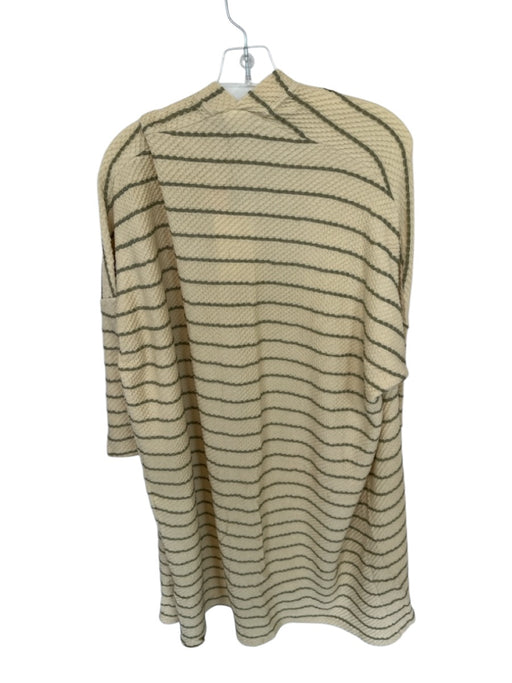 Rita Row Size S Cream & Green Cotton Blend Textured Striped Open Front Sweater Cream & Green / S