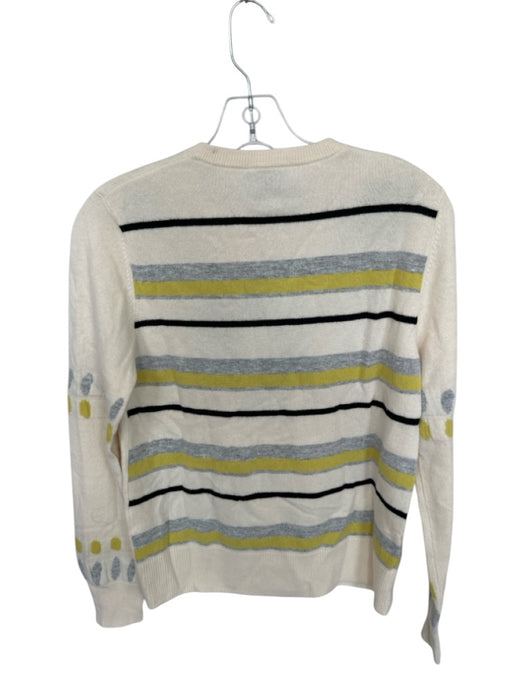 Happy Sheep Size M Cream & Green Wool & Cashmere Long Sleeve Knit Sweater Cream & Green / M