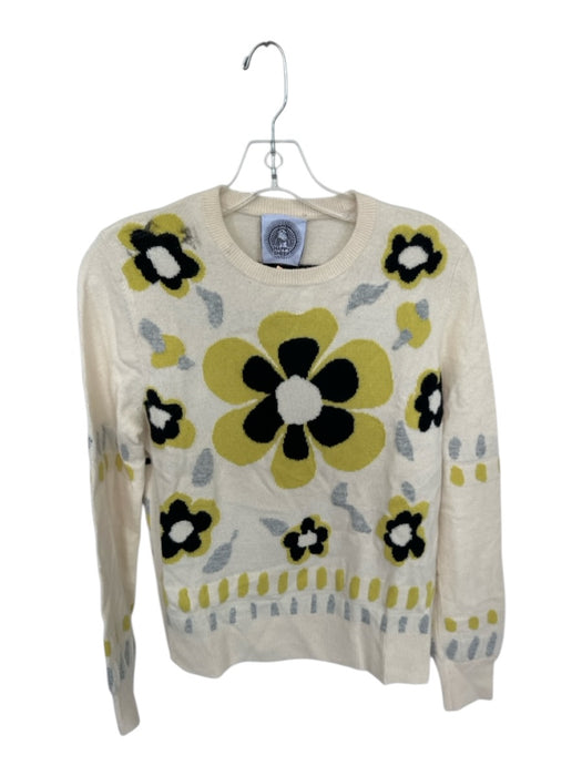 Happy Sheep Size M Cream & Green Wool & Cashmere Long Sleeve Knit Sweater Cream & Green / M