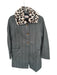 Louche Size 4 Gray & Cream Polyester Herringbone Faux Fur Collar Buttons Coat Gray & Cream / 4