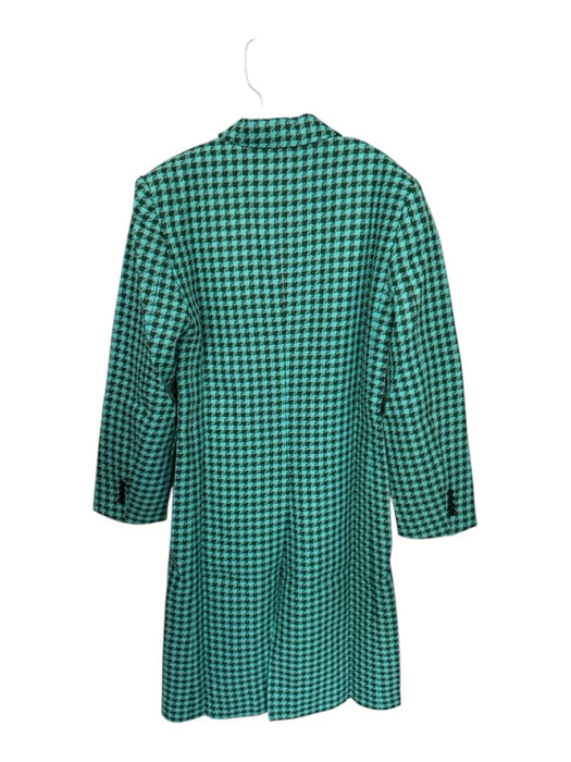 Blanca Size S/M Aqua & Green Polyester Blend Houndstooth Double Breast Coat Aqua & Green / S/M