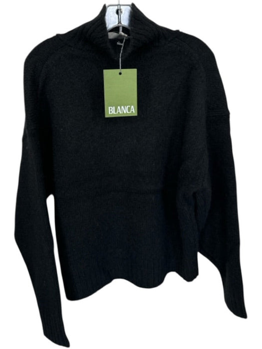 Blanca Size S/M Black Mohair Blend Funnel Neck Half Zip Knit Long Sleeve Sweater Black / S/M