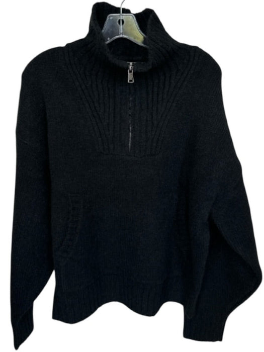 Blanca Size S/M Black Mohair Blend Funnel Neck Half Zip Knit Long Sleeve Sweater Black / S/M