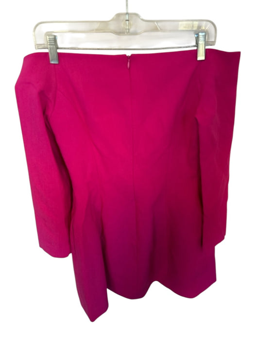 Theo Size S Magenta Viscose Blend Off Shoulder Long Sleeve Back Zip Mini Dress Magenta / S