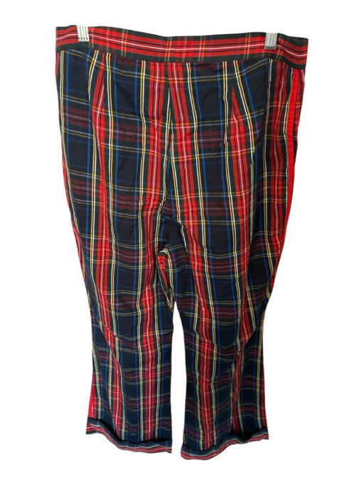 Pink City Prints Size M Red & Blue Cotton High Waist Plaid Wide Leg Pants Red & Blue / M