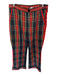Pink City Prints Size M Red & Blue Cotton High Waist Plaid Wide Leg Pants Red & Blue / M