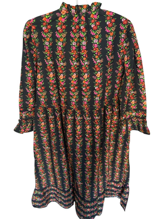 Pink City Prints Size L Black & Green Cotton Long Sleeve Botanical Maxi Dress Black & Green / L