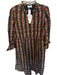 Pink City Prints Size L Black & Green Cotton Long Sleeve Botanical Maxi Dress Black & Green / L