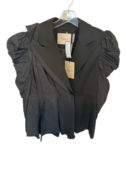 Theo Size M Black Polyester Blend Long Sleeve Shoulder Detail Jacket Black / M