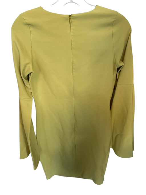 Theo Size S Chartreuse Polyester Blend Long Bell Sleeve Back Zip Midi Dress Chartreuse / S