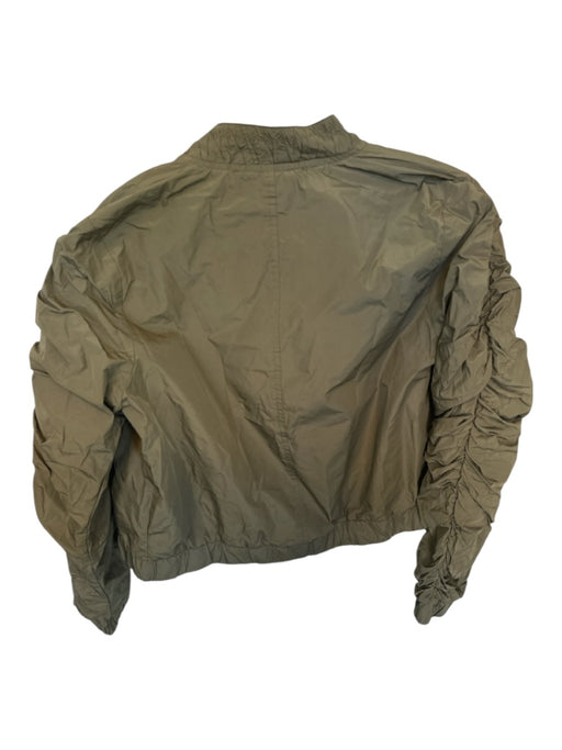 Theo Size M Army Green Polyester Rouched Long Sleeve Bomber Jacket Army Green / M