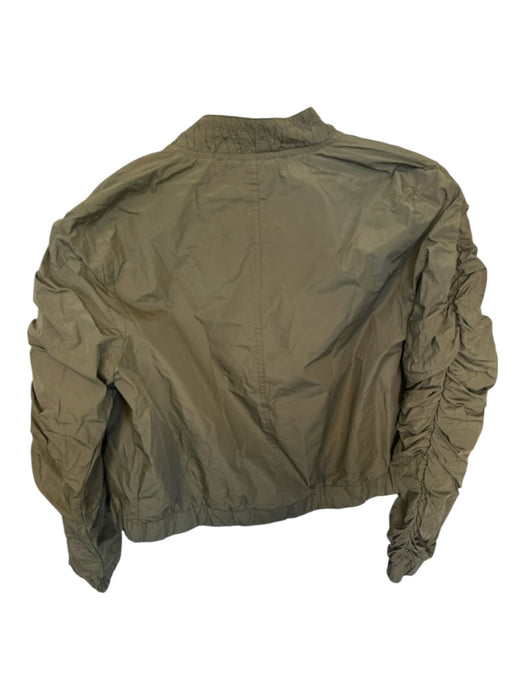 Theo Size M Army Green Polyester Rouched Long Sleeve Bomber Jacket Army Green / M