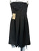 Theo Size S Black Strapless Pleat Detail Tulle Underlayer Tea Length Dress Black / S