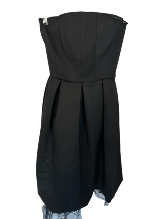 Theo Size S Black Strapless Pleat Detail Tulle Underlayer Tea Length Dress Black / S