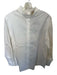 Theo Size M White Cotton Blend Long Sleeve Button Front Button Back Poplin Top White / M