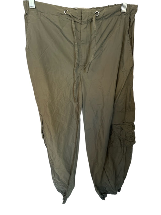 Theo Size S Olive Green Polyester Drawstring Cargo Pockets Elastic Ankle Pants Olive Green / S