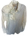 Theo Size XS White Cotton Blend Long Sleeve Flower Application Button Down Top White / XS