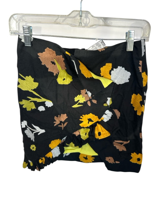 Veroalfie Size 1/S Black & Chartreuse Cotton Blend Back Zip Mini Skirt Black & Chartreuse / 1/S