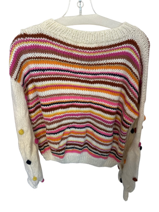 Veroalfie Size 1/S Cream & pink Wool Blend Long Balloon Sleeve Knit Sweater Cream & pink / 1/S