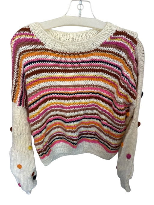 Veroalfie Size 1/S Cream & pink Wool Blend Long Balloon Sleeve Knit Sweater Cream & pink / 1/S