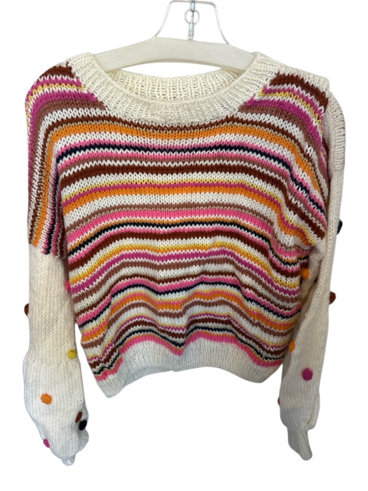 Veroalfie Size 1/S Cream & pink Wool Blend Long Balloon Sleeve Knit Sweater Cream & pink / 1/S