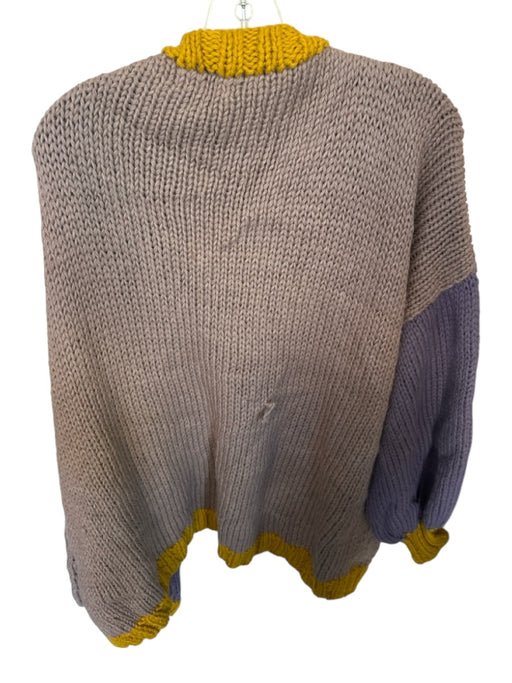 Veroalfie Size 1/S Taupe & Purple Wool Blend Crochet Color Block Sweater Taupe & Purple / 1/S