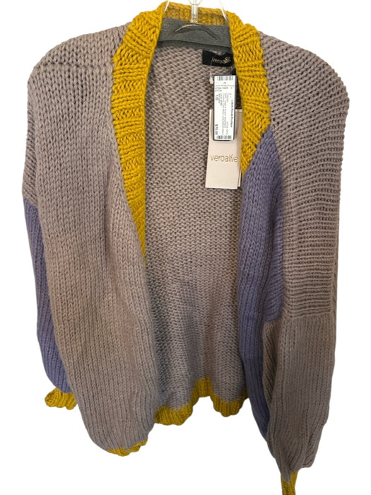 Veroalfie Size 1/S Taupe & Purple Wool Blend Crochet Color Block Sweater Taupe & Purple / 1/S
