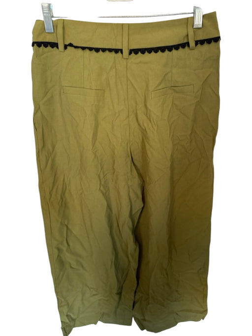 Veroalfie Size 1/S Olive Green & Black Cotton High Waist Lace Detail Pleat Pants Olive Green & Black / 1/S