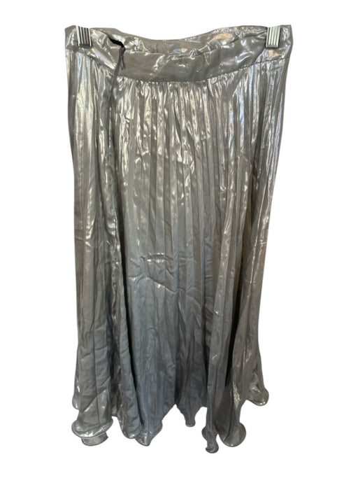 Veroalfie Size 1/S Silver Polyester High Waist Pleated Metallic Midi Skirt Silver / 1/S