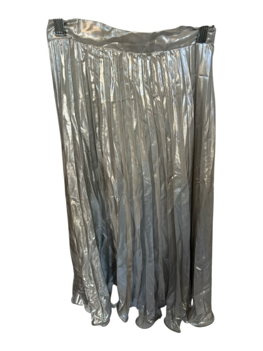 Veroalfie Size 1/S Silver Polyester High Waist Pleated Metallic Midi Skirt Silver / 1/S