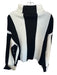 Theo Size L White & Black Viscose Blend Mock Neck Wide Stripe Ribbed Sweater White & Black / L