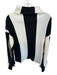 Theo Size L White & Black Viscose Blend Mock Neck Wide Stripe Ribbed Sweater White & Black / L