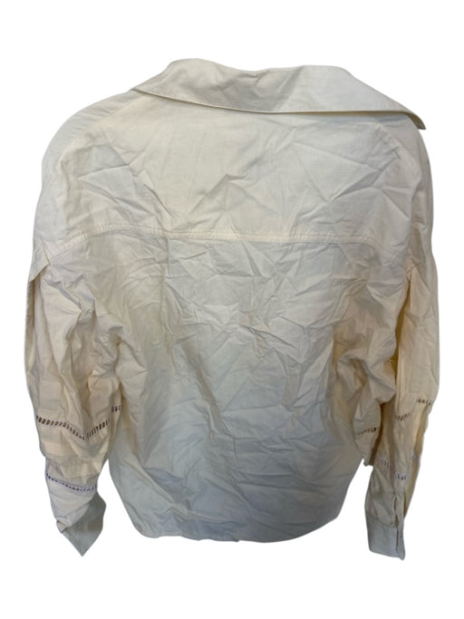 Veroalfie Size Est M Cream & Blush Cotton Long Balloon Sleeve Cut Outs Top Cream & Blush / Est M