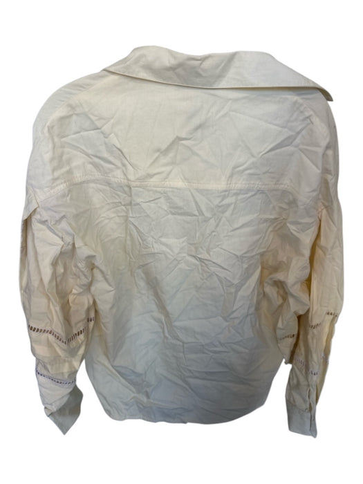 Veroalfie Size Est M Cream & Blush Cotton Long Balloon Sleeve Cut Outs Top Cream & Blush / Est M