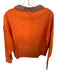 Theo Size M Orange & Silver Viscose Blend Rhinestone Collar Long Sleeve Sweater Orange & Silver / M