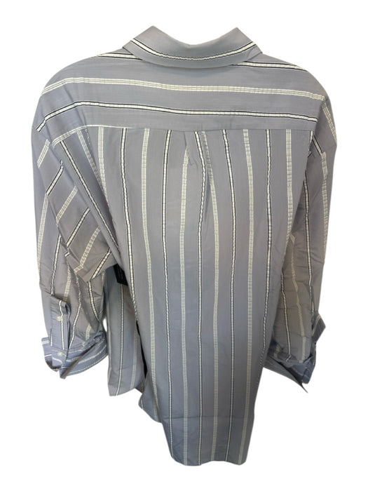 Theo Size M Blue & White Cotton Blend Long Sleeve Striped Button Sides Top Blue & White / M