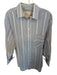 Theo Size M Blue & White Cotton Blend Long Sleeve Striped Button Sides Top Blue & White / M