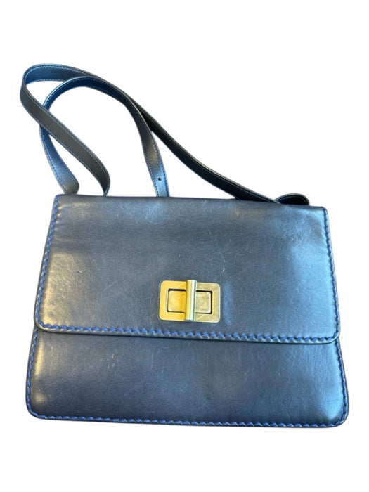 Chloe Navy Leather Front Flap Turn Lock Shoulder Strap Bag Navy / M